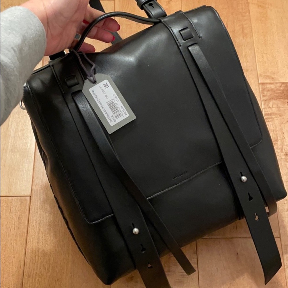 Black soft leather backpack